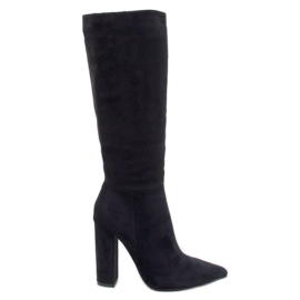 Kozaki na stabilnym obcasie Maureen Black czarne