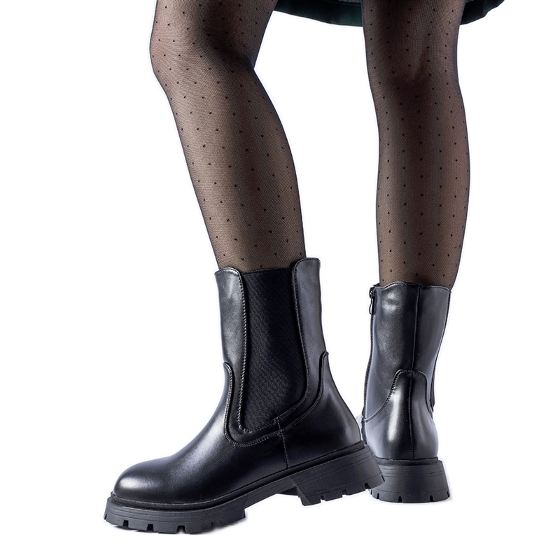 Czarne ocieplane klasyczne botki Pleasanton