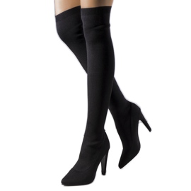 Czarne materiałowe kozaki Virginia