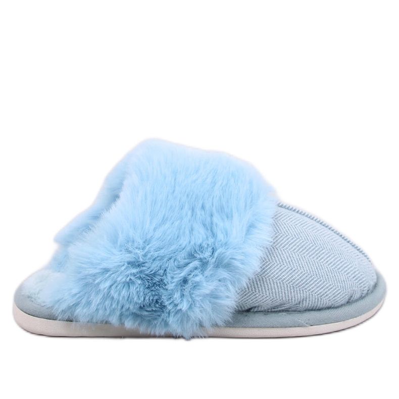 Kapcie w jodełkę z futerkiem Allens Niebieskie