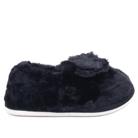 Kapcie futrzane z kokardką Emres Czarne