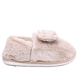 Kapcie futrzane z kokardką Emres Beżowe beżowy