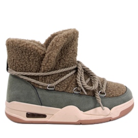 Śniegowce sneakersy ocieplane Remal Green zielone