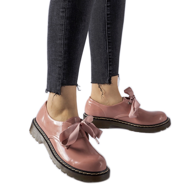 Różowe półbuty z ozdobna kokardką Rodriguez