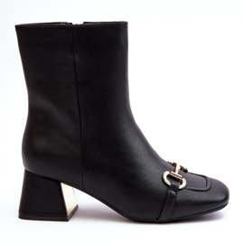 Botki Na Obcasie Z Ozdobą Czarne Adinah