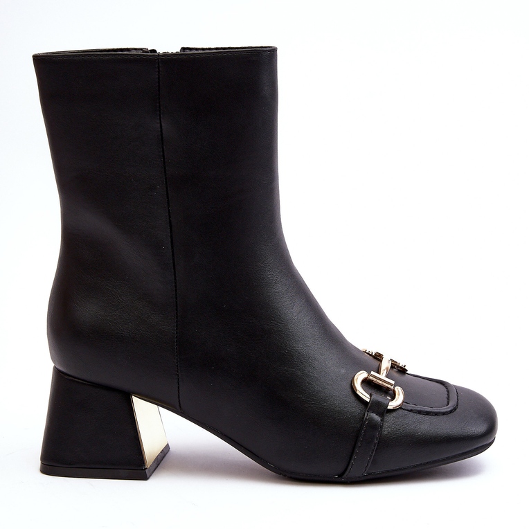 Botki Na Obcasie Z Ozdobą Czarne Adinah