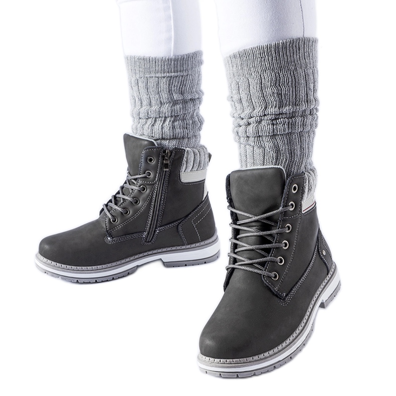 Szare ocieplane traperki Perillard