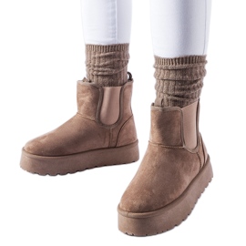 Brązowe śniegowce z gumkami po bokach Bertino