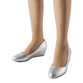 Srebrne baleriny na niskim koturnie Houston srebrny