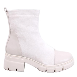 Botki na szerokim obcasie Olson Beige beżowy