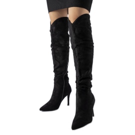 Czarne długie kozaki na wysokiej szpilce Joppo