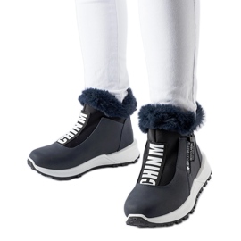 Granatowe ocieplane wysokie sneakersy Oneglia niebieskie