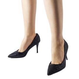 Czarne brokatowe szpilki Schaumburg