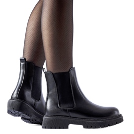 Czarne ocieplane klasyczne wsuwane botki Noas