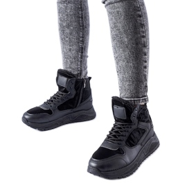 Czarne ocieplane wysokie sneakersy Malles
