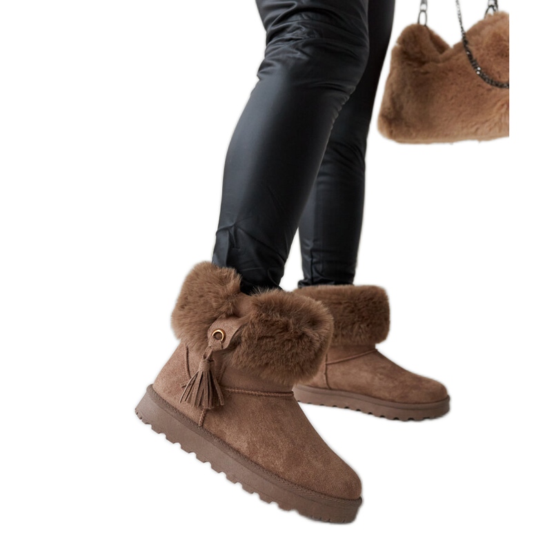 Brązowe ocieplane futerkiem śniegowce Geradino