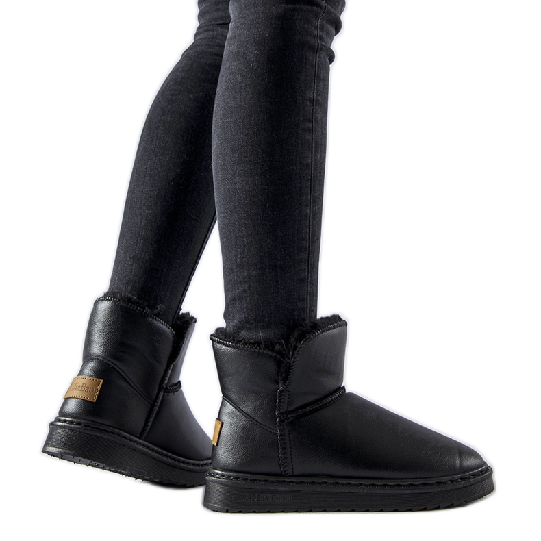 Czarne ocieplane śniegowce eko-skóra Kaufman