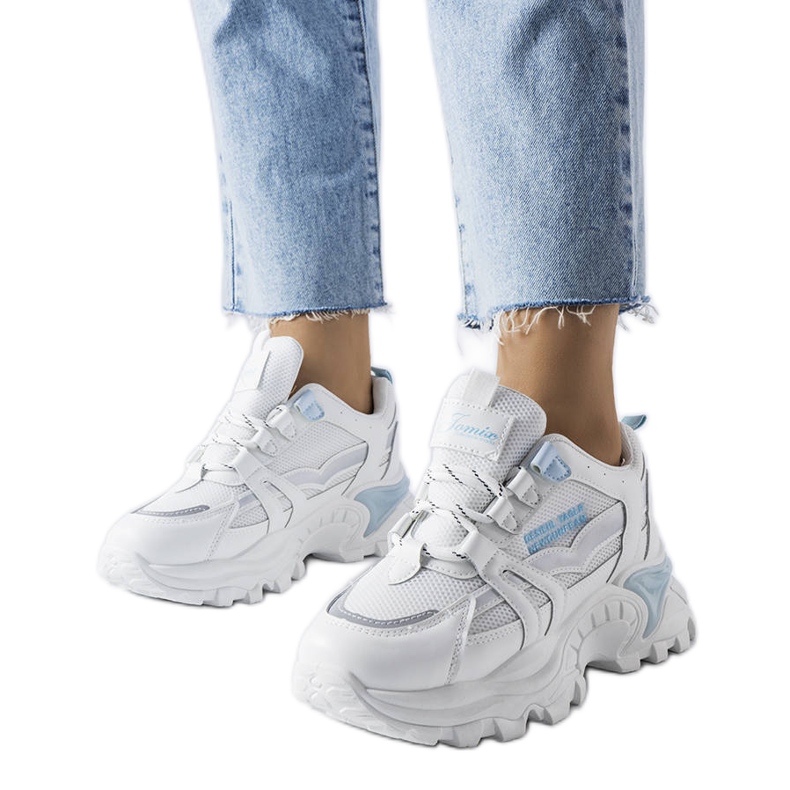 Niebieskie sneakersy z neonowymi wstawkami Opal