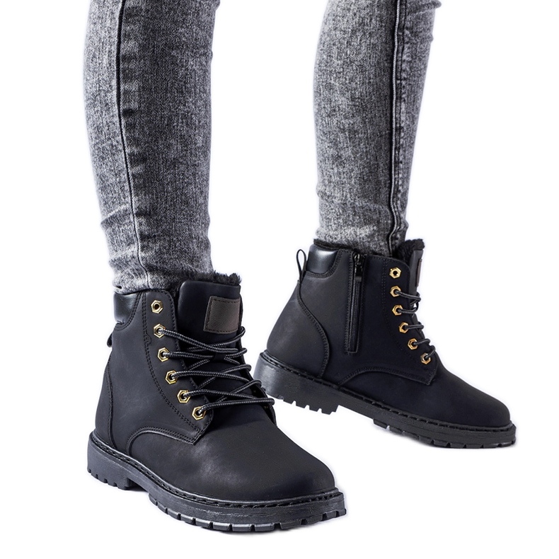 Czarne ocieplane klasyczne workery Leonardo