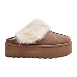 Kapcie Śniegowce Damskie Na Grubej Podeszwie Khaki Starlyn beżowy