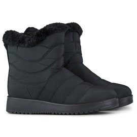 Śniegowce niskie damskie buty zimowe ocieplane czarne