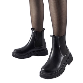 Czarne ocieplane klasyczne wsuwane botki Edgar