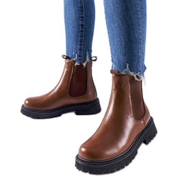 Brązowe ocieplane klasyczne wsuwane botki Edgar