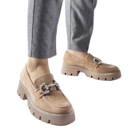 Beżowe mokasyny z cyrkoniami Giacomo beżowy