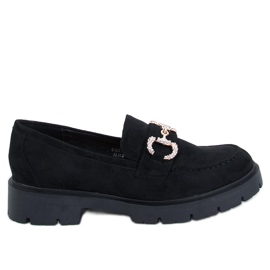 Mokasyny zamszowe z klamerką Karins Black czarne