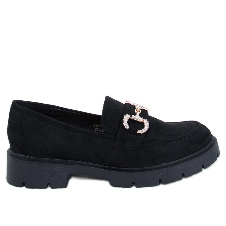 Mokasyny zamszowe z klamerką Karins Black czarne