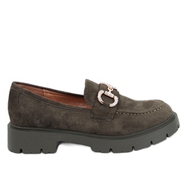 Mokasyny zamszowe z klamerką Karins Green zielone