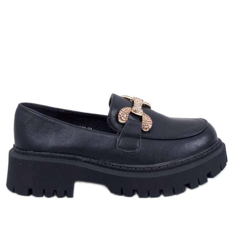 Mokasyny licowe na platformie Buess Black czarne