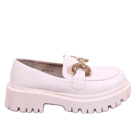 Mokasyny licowe na platformie Buess Beige beżowy