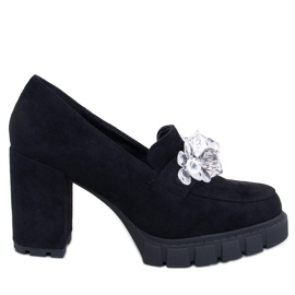 Mokasyny Botki na obcasie Nadine Black czarne