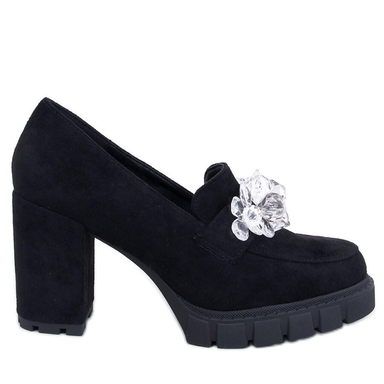 Mokasyny Botki na obcasie Nadine Black czarne