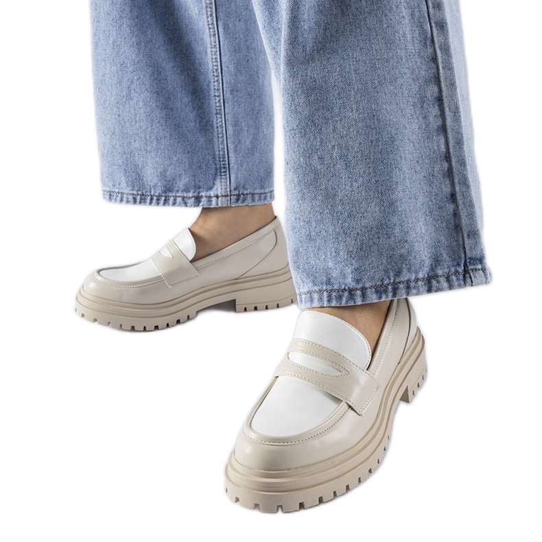 Białe masywne mokasyny Miniato beżowy