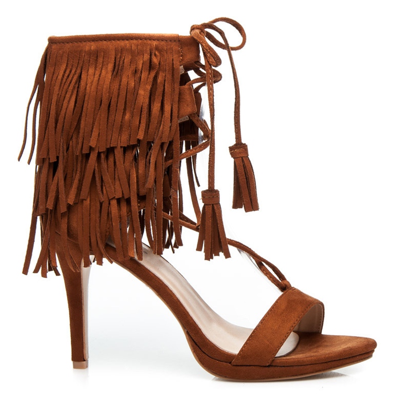 Randbe Wiązane sandały boho brązowe