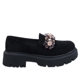 Mokasyny z kryształkami Heidi Black czarne