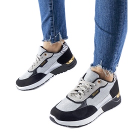 Czarno-srebrne brokatowe sneakersy Roganzuolo czarne