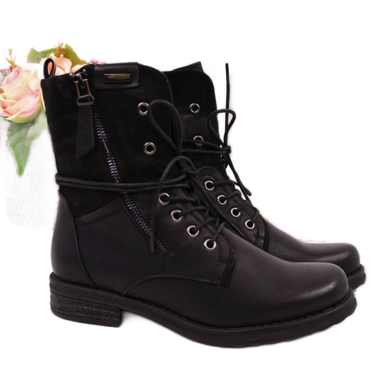 Workery sznurowane i na suwak Jezzi W JEZ254A czarne