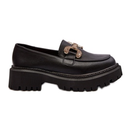 Mokasyny Damskie Z Ozdobą Czarne Gargi