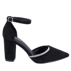 Czółenka na obcasie z cyrkoniami Ingrid Black czarne