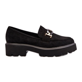 Mokasyny Damskie Z Ozdobą Czarne Omavia