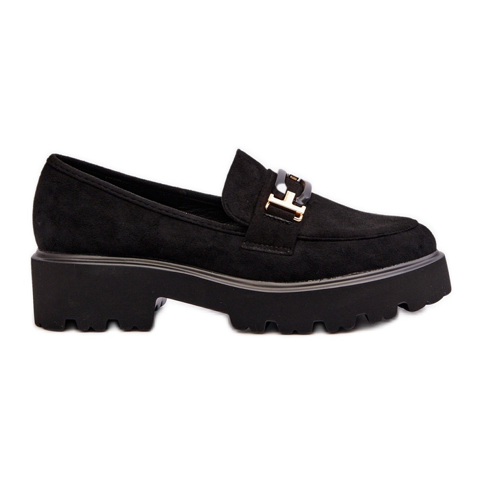 Mokasyny Damskie Z Ozdobą Czarne Omavia