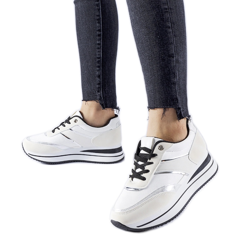 Białe sneakersy na platformie Nutter beżowy