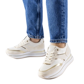 Beżowe sneakersy na platformie Nutter beżowy