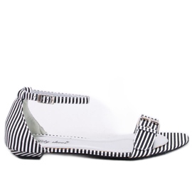Sandałki w paseczki Ditty Black - Ii Gatunek białe