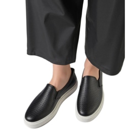 Trampki slip-on ażurowe Towns Black czarne