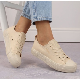 Trampki na platformie Big Star W INT1963B beżowe