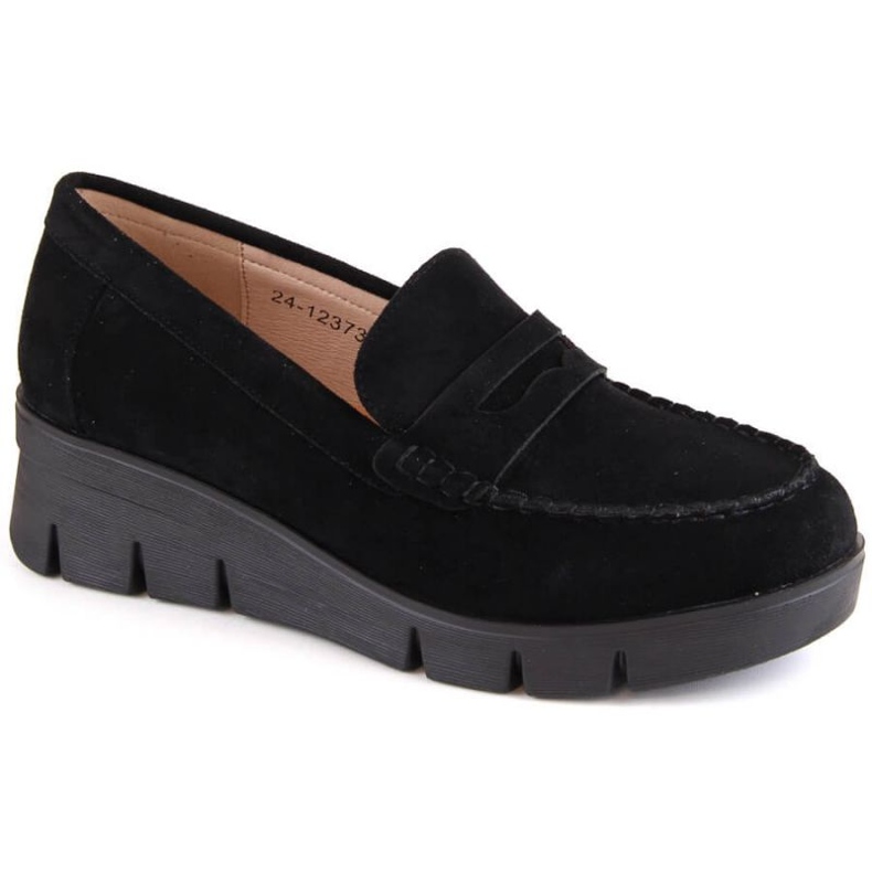 Mokasyny na koturnie Potocki W WOL208 czarne